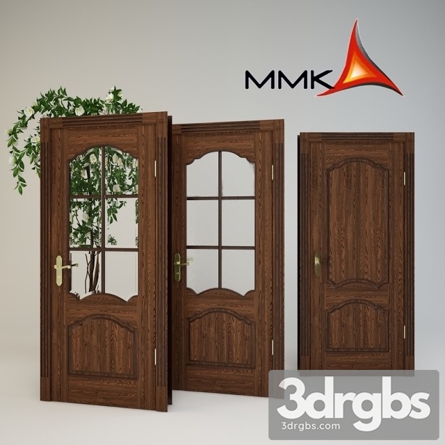 Simple Wooden Door Glass Pane 3dsmax Download - thumbnail 1