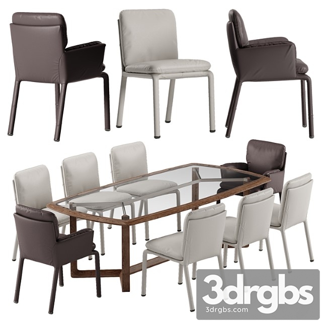 Natuzzi ambra chair amber table set 2 3dsmax Download - thumbnail 1