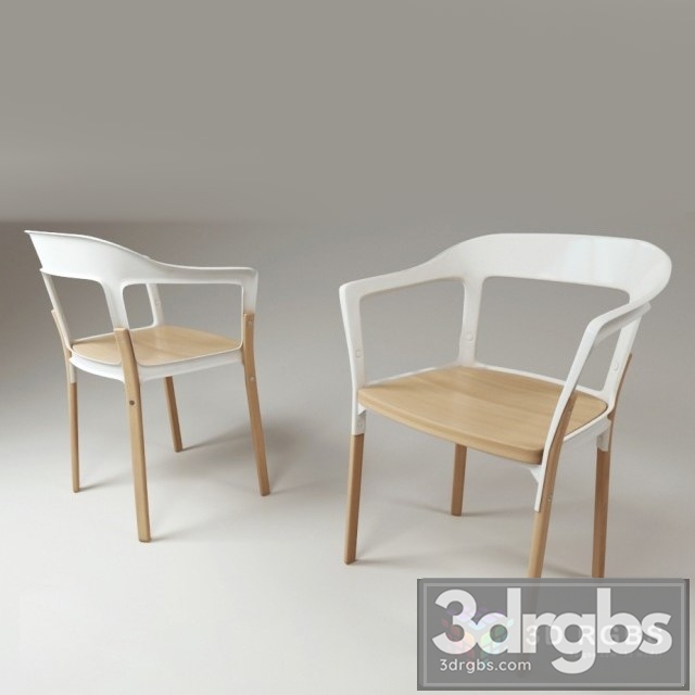 Steelwood Chair Magis White 3dsmax Download - thumbnail 1
