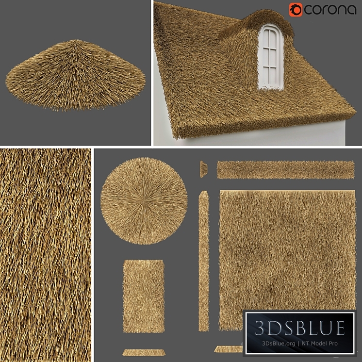 Thatched roof set \/ Thatched roof. Constructor. 3DS Max - thumbnail 3