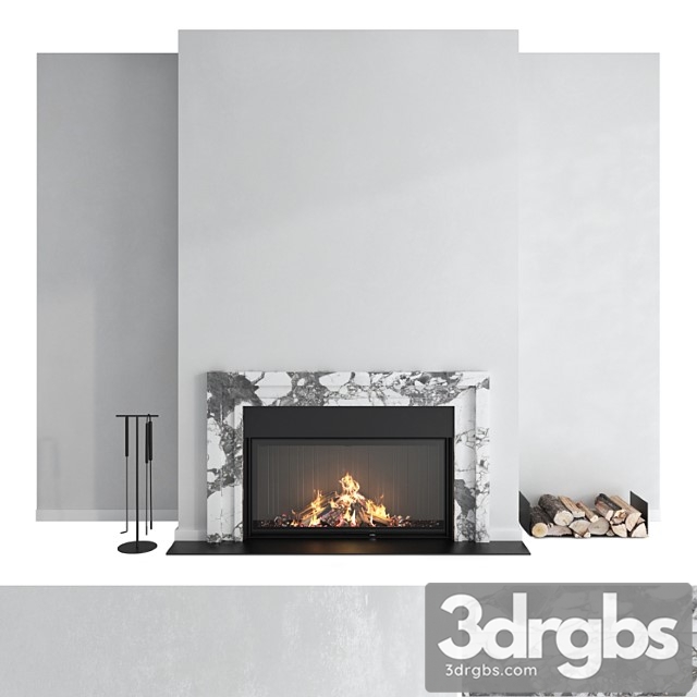 Decorative Wall With Fireplace Set 43 3dsmax Download - thumbnail 1