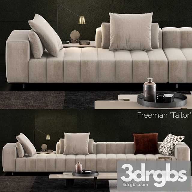 Minotti freeman tailor sofa 1 2 3dsmax Download - thumbnail 1