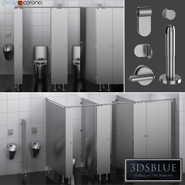 Sanitary partitions for public toilets FunderMax 2 (designer) 3DS Max - thumbnail 3