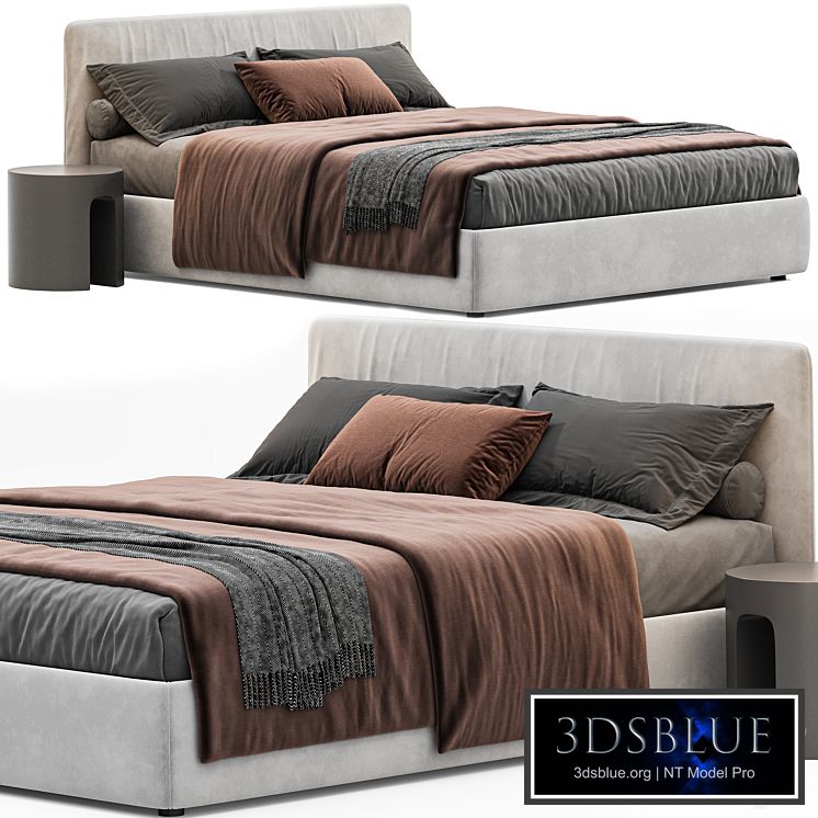 Upholstered Double Bed_bolzan Letti 3DS Max - thumbnail 3