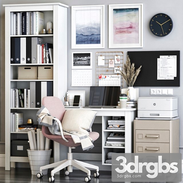 IKEA Brusali Office Workplace With Langfiall Chair 3dsmax Download - thumbnail 1