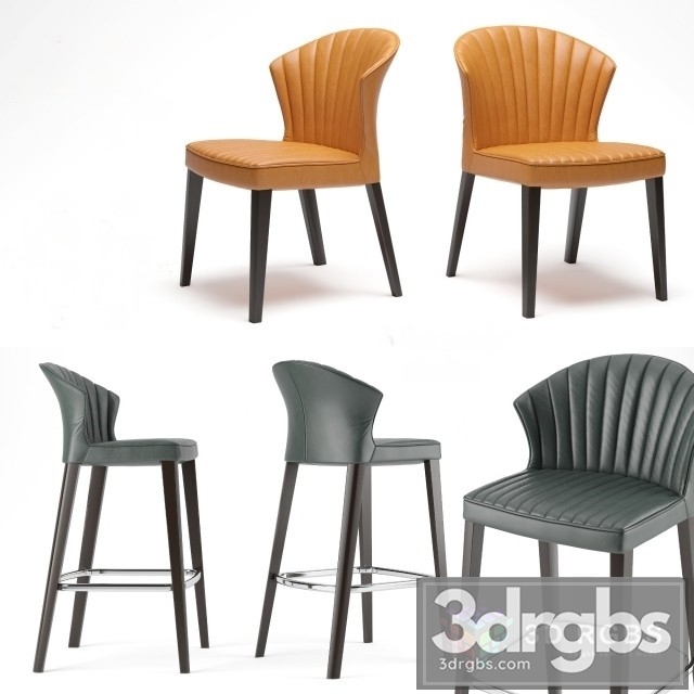 Cardita Leather Bar Stool Chair 3dsmax Download - thumbnail 1
