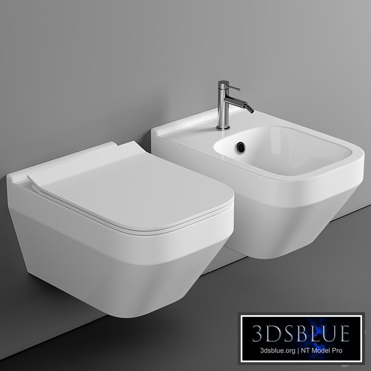 Cersanit Crea Square Clean On DPL EO slim wall hung toilet set + Cersanit Link Pro installation system for toilet bowls 3DS Max - thumbnail 3