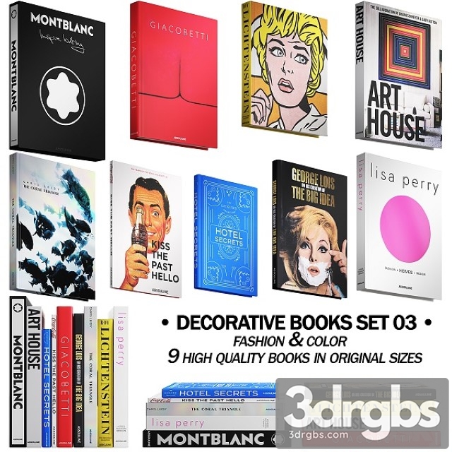032 Decorative Books Set 03 Fashion 0 3dsmax Download - thumbnail 1