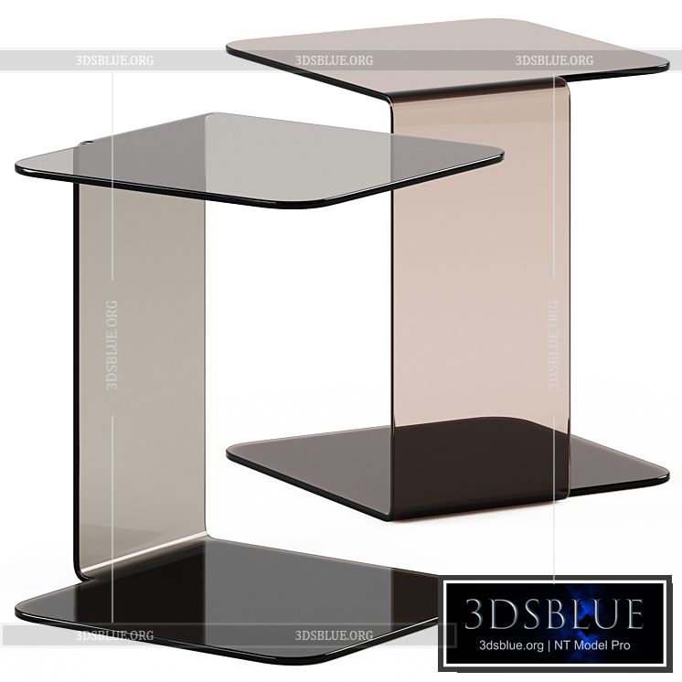 Glass Side Table Shell by Sovet italia \/ Glass side table 3DS Max - thumbnail 3