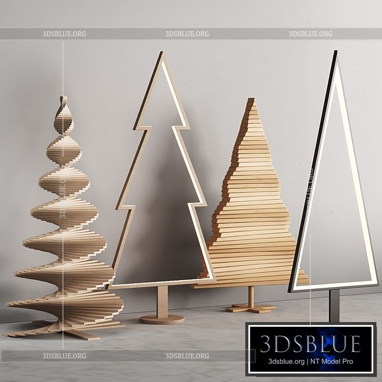035 Modern christmas trees 01 wood and light 3DS Max - thumbnail 3
