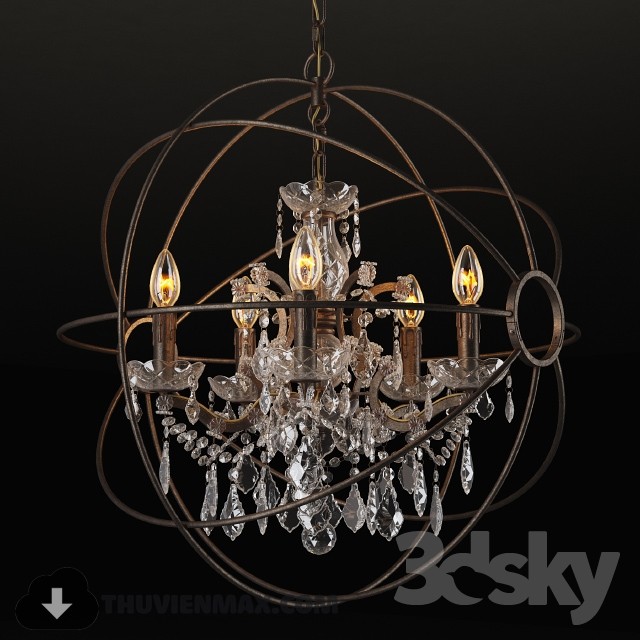 GRAMERCY HOME – IRON ORB CHANDELIER CH014-5-LRR 3DS Max - thumbnail 3