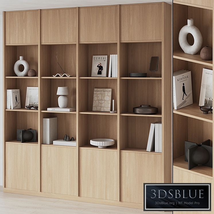 Big Bookcase with Modern Decor 3DS Max - thumbnail 3