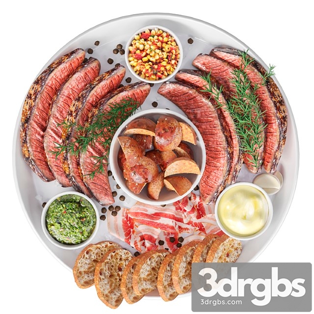 Meat Plate With Steak and Spices 3dsmax Download - thumbnail 1
