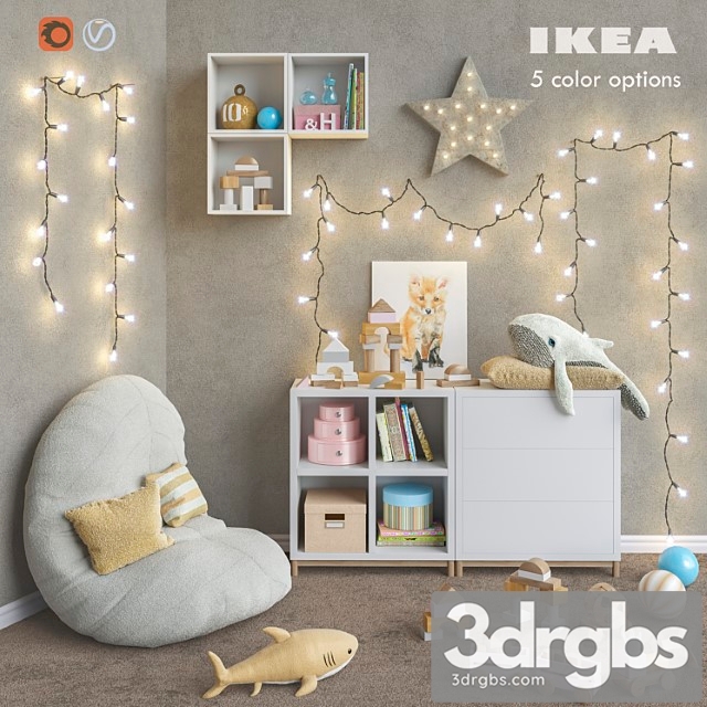 Ikea Modular Furniture Accessories Decor and Toys Set 6 3dsmax Download - thumbnail 1