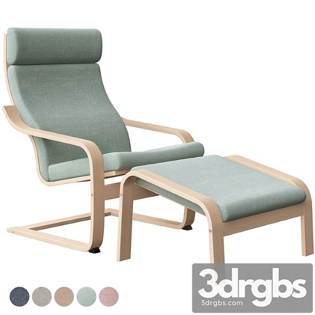 Poäng chair with stool ikea 3dsmax Download - thumbnail 1