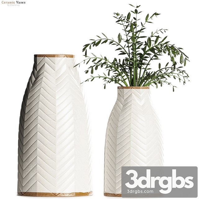 Crate Barrel Adra Vases With Plants 3dsmax Download - thumbnail 1