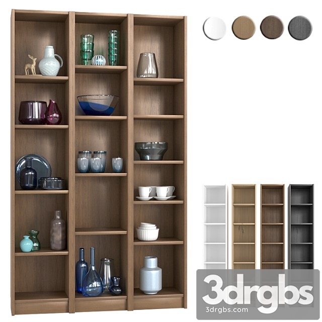 IKEA Billy Shelving Unit With Decorative Elements 3dsmax Download - thumbnail 1