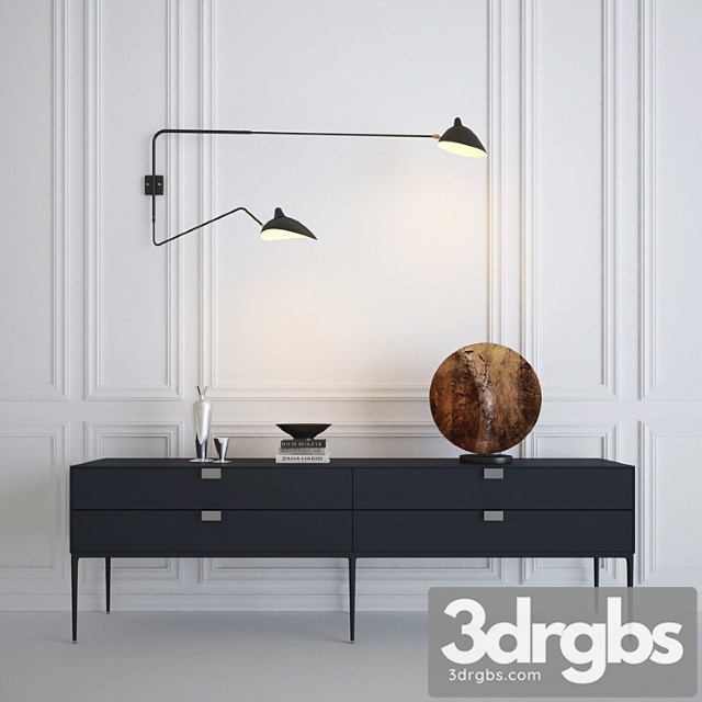 Serge mouille rotating sconce two arms & console 2 3dsmax Download - thumbnail 1