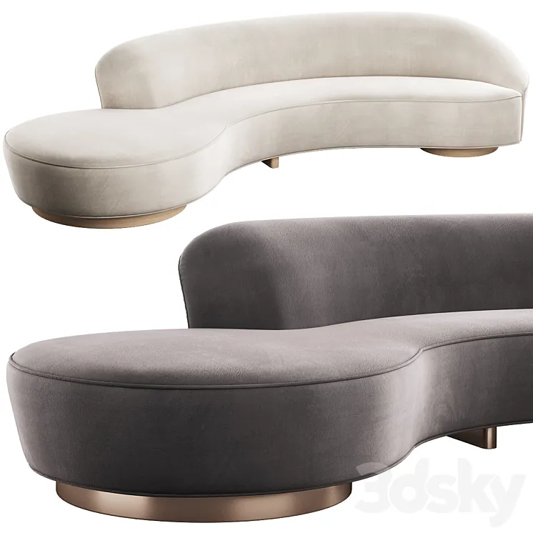 005 Serpentine sofa with arm by Vladimir Kagan 3DS Max Model