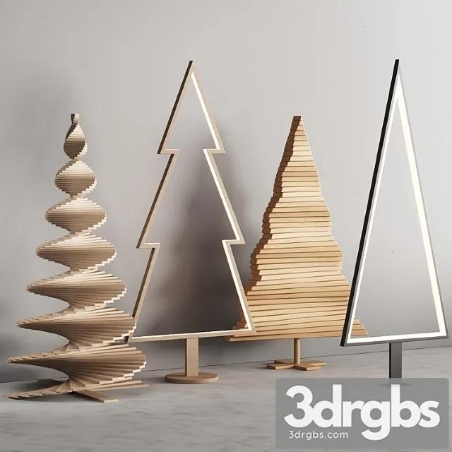 035 Modern Christmas Trees 01 Wood And Light 3dsmax Download