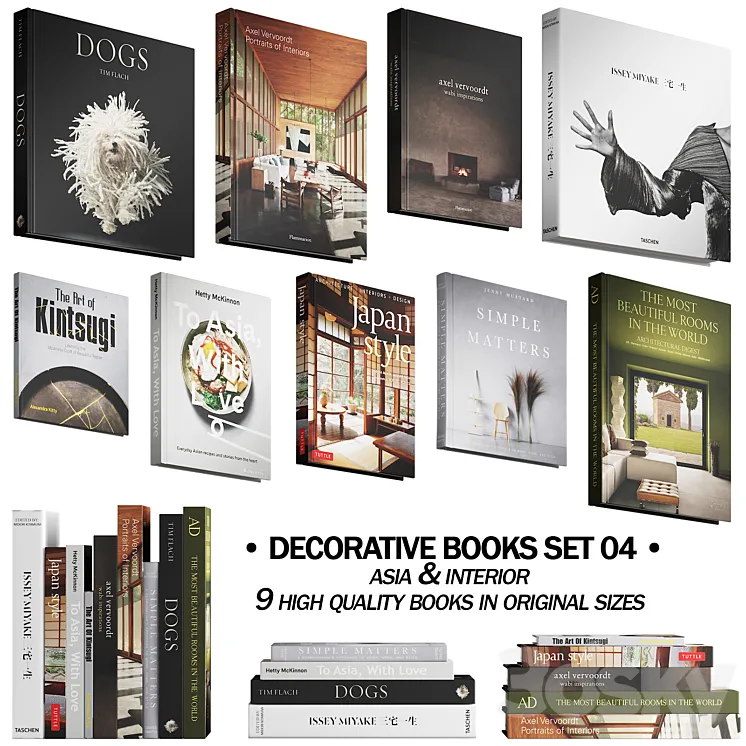 037_Decorative books set 04 Asia & Interior 00 3DS Max Model
