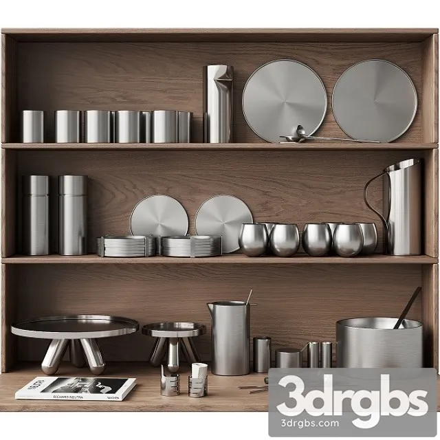 059 Kitchen Secor Set Dishes Aluminum 01 3dsmax Download