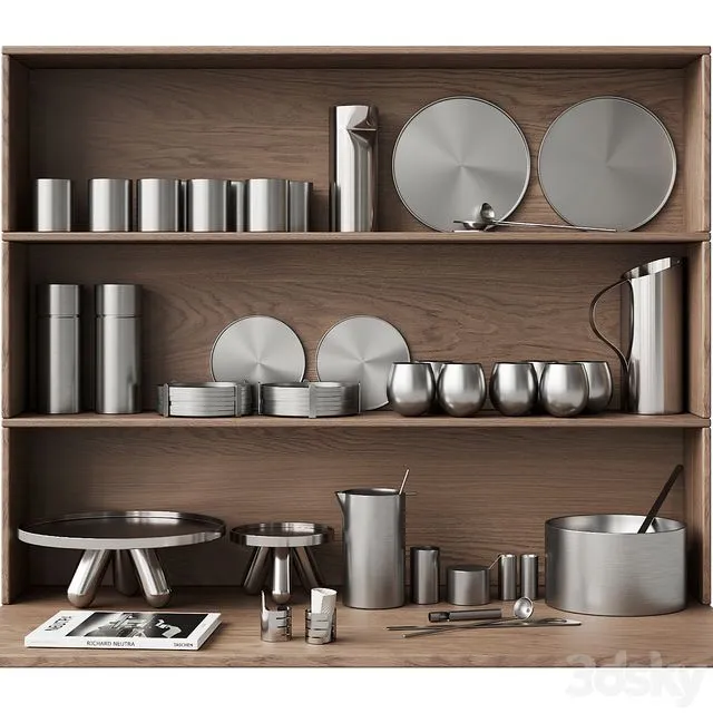 059_Kitchen decor set DISHES aluminum 01 3dsMax Model