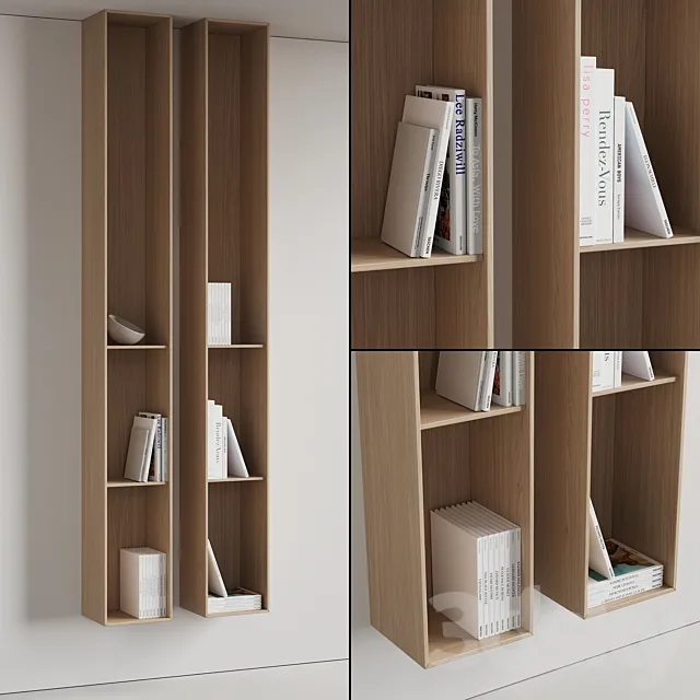 096 Wall rack shelves 03 neutral & minimal wood 01 3ds Max