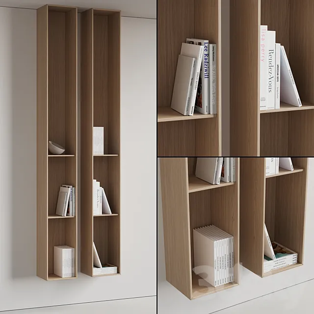 096 Wall rack shelves 03 neutral & minimal wood 01 3DSMax File
