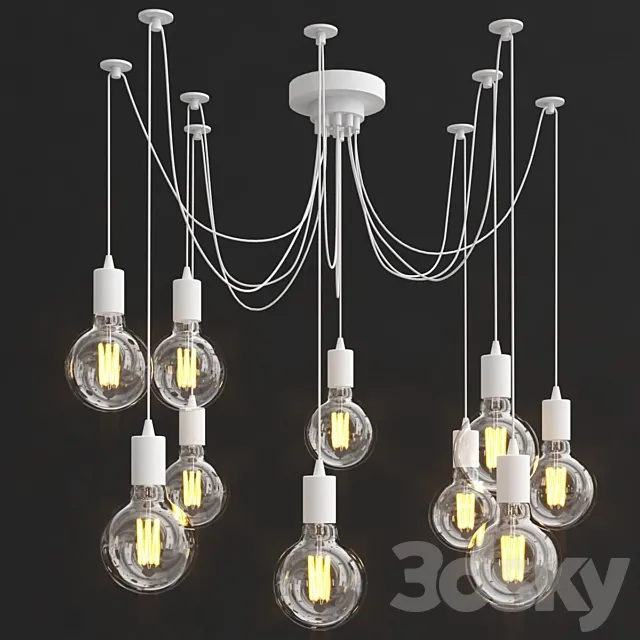 10 Light Cable Chandelier in white 3ds Max