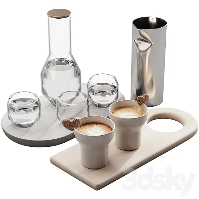 127 eat and drinks decor set 01 coffee and water kit 01 3DSMax File