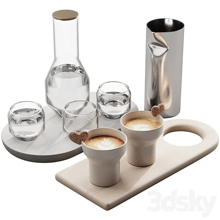 127 eat and drinks decor set 01 coffee and water kit 01 3DS Max Model