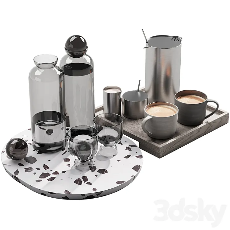 128 eat and drinks decor set 02 coffee and water kit 02 3DS Max