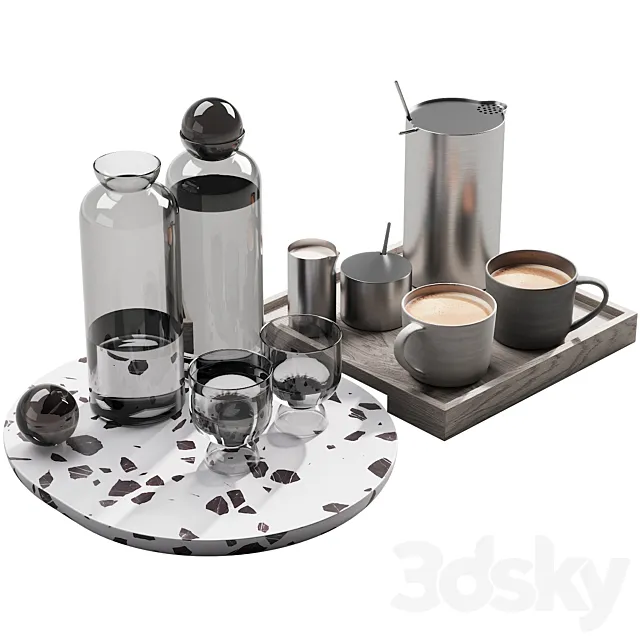 128 eat and drinks decor set 02 coffee and water kit 02 3DSMax File