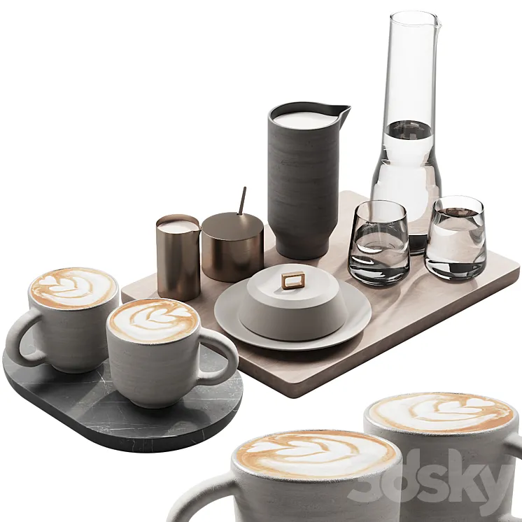 129 eat and drinks decor set 03 coffee and water kit 03 3DS Max Model