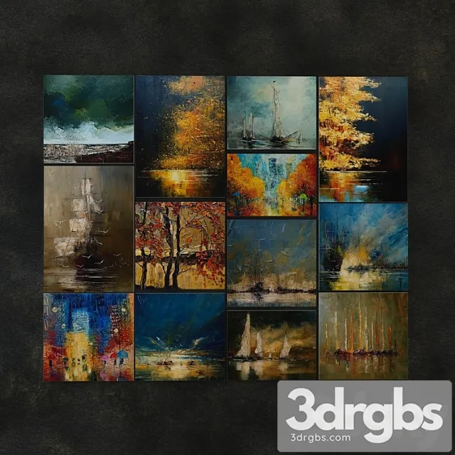 13 Large Paintings by Justin Copenia 3dsmax Download