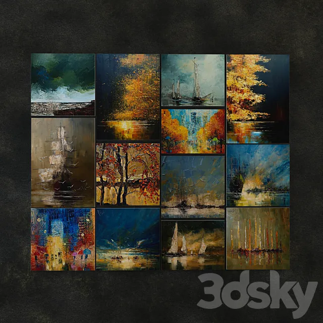 13 large paintings by Justina digging (Justyna Kopania) 3ds Max