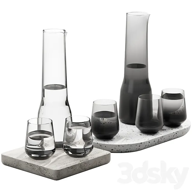 132 dishes decor set 07 iittala essence clear and smoked 3DSMax File