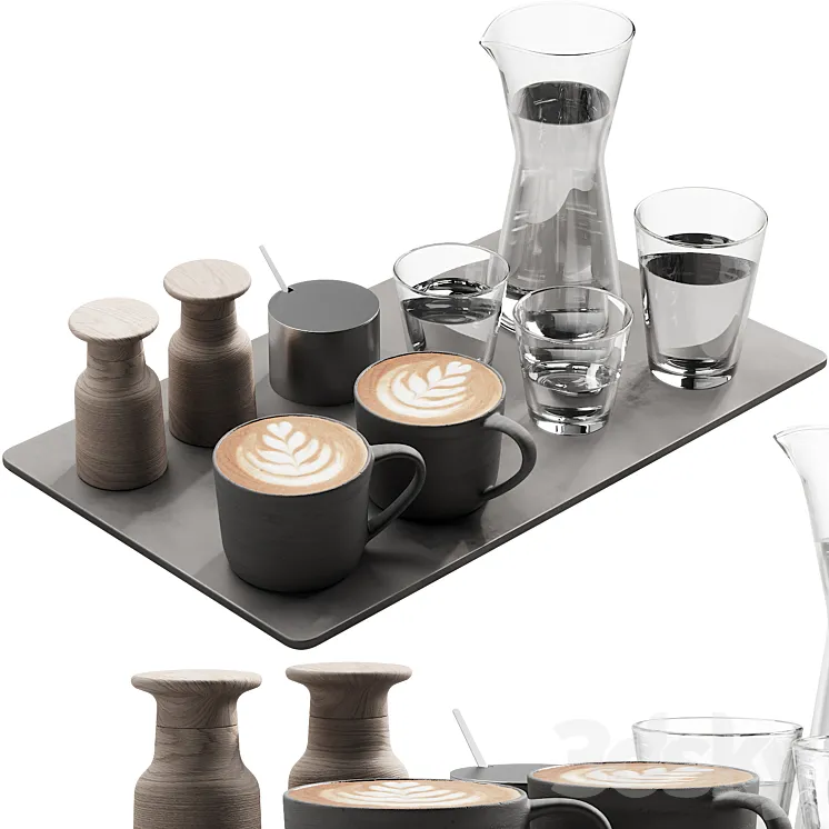 134 eat and drinks decor set 04 coffee and water 04 3DS Max Model