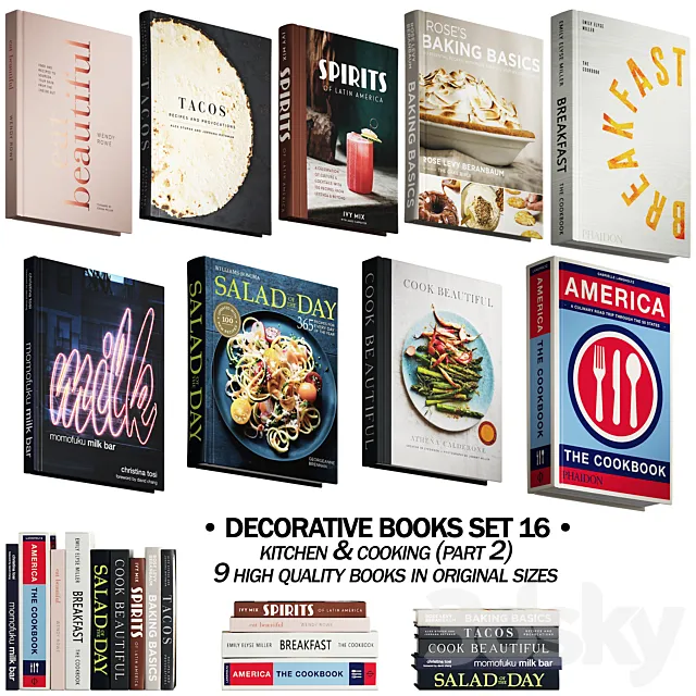 145 decorative books set 16 kitchen and cooking P02 3DSMax File