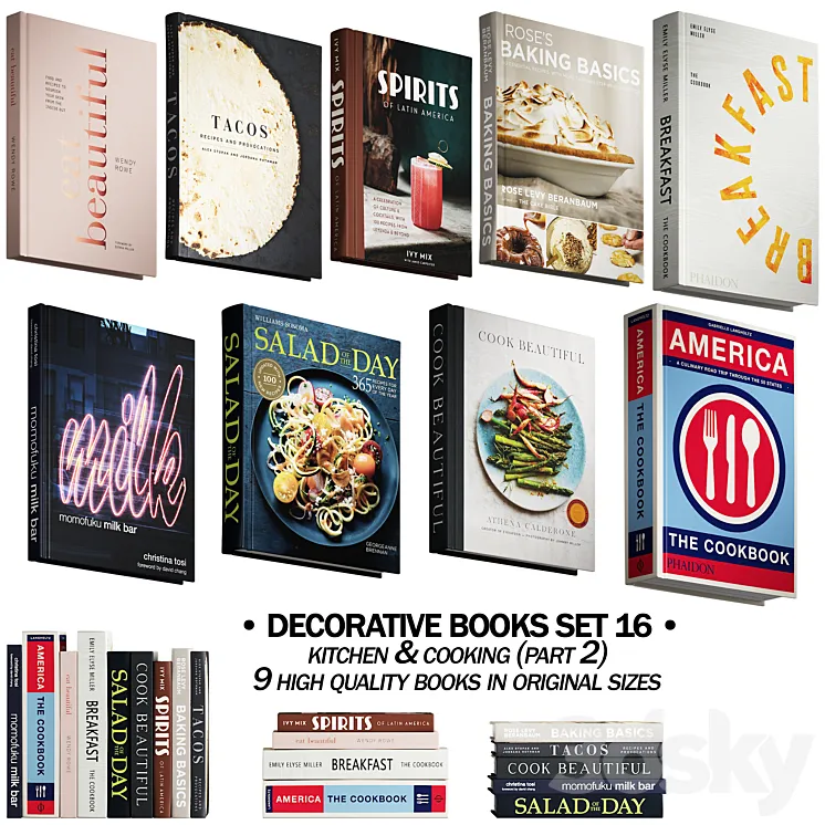 145 decorative books set 16 kitchen and cooking P02 3DS Max Model