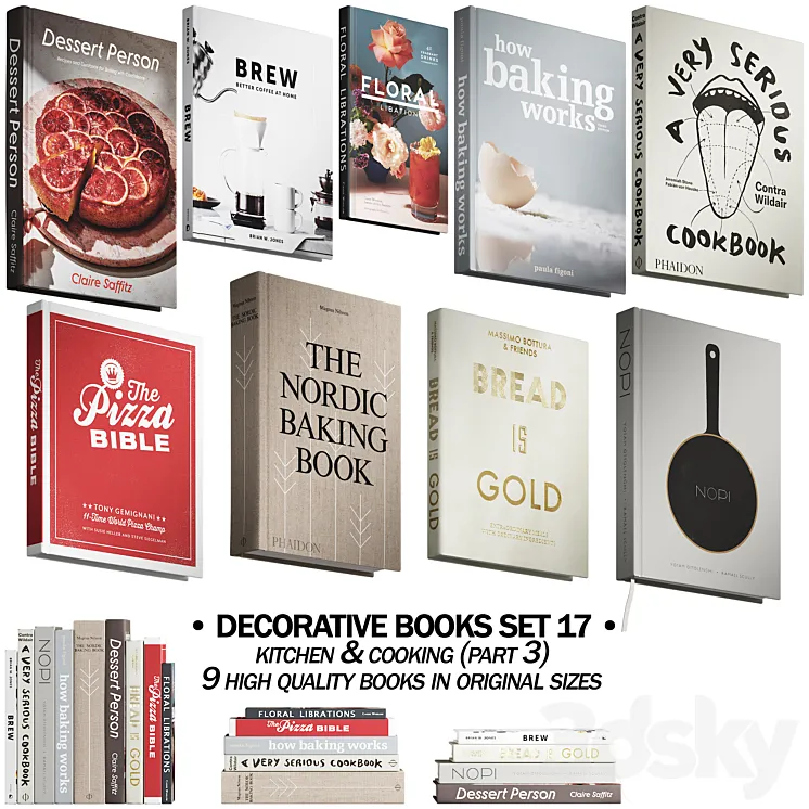 146 decorative books set 17 kitchen and cooking P03 3DS Max