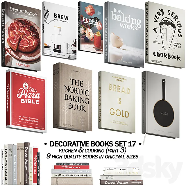 146 decorative books set 17 kitchen and cooking P03 3DSMax File