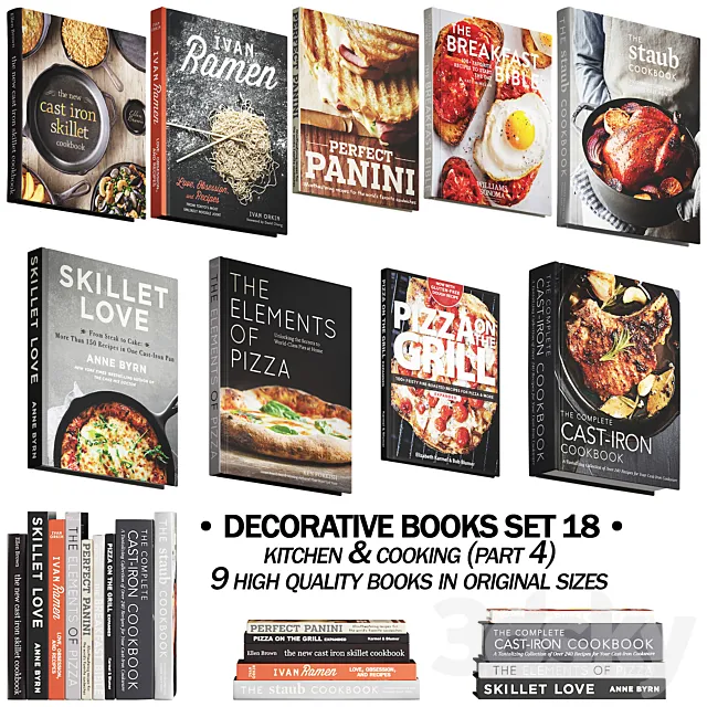 147 decorative books set 18 kitchen and cooking P04 3DSMax File