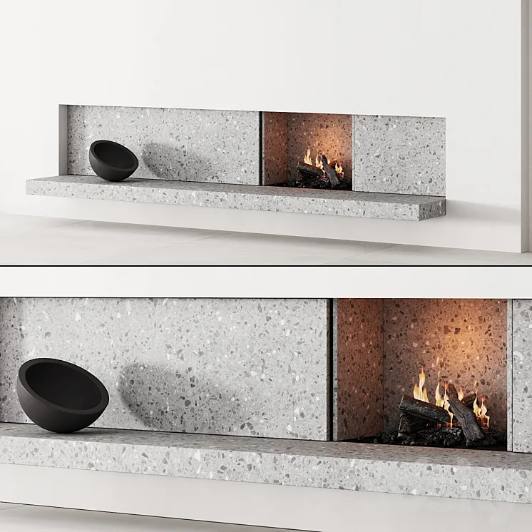 158 fireplace decorative wall kit 04 minimal terrazzo chimney 00 3DS Max Model
