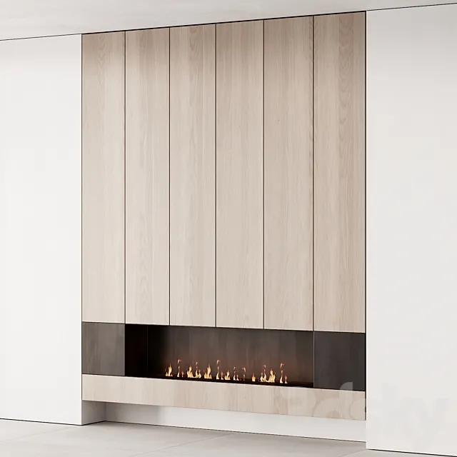 160 fireplace decorative wall kit 06 minimal wood metal 00 3DSMax File