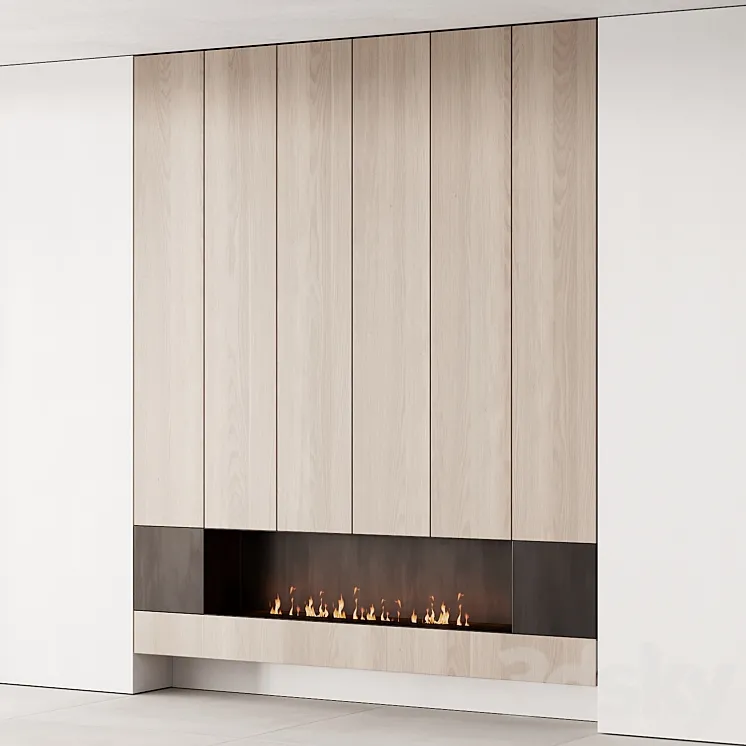 160 fireplace decorative wall kit 06 minimal wood metal 00 3DS Max Model