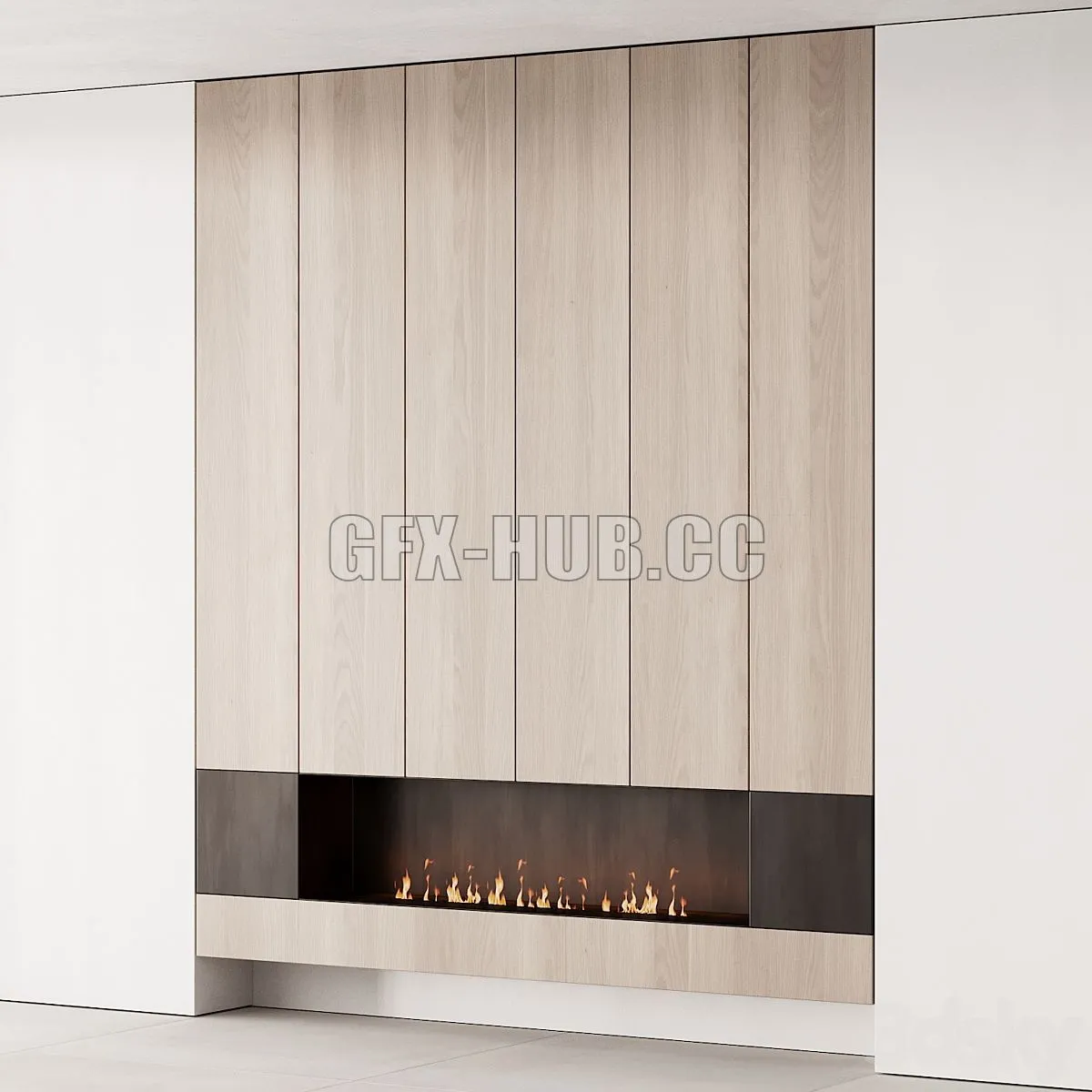 160 fireplace decorative wall kit 06 minimal wood metal 3dsMax Model