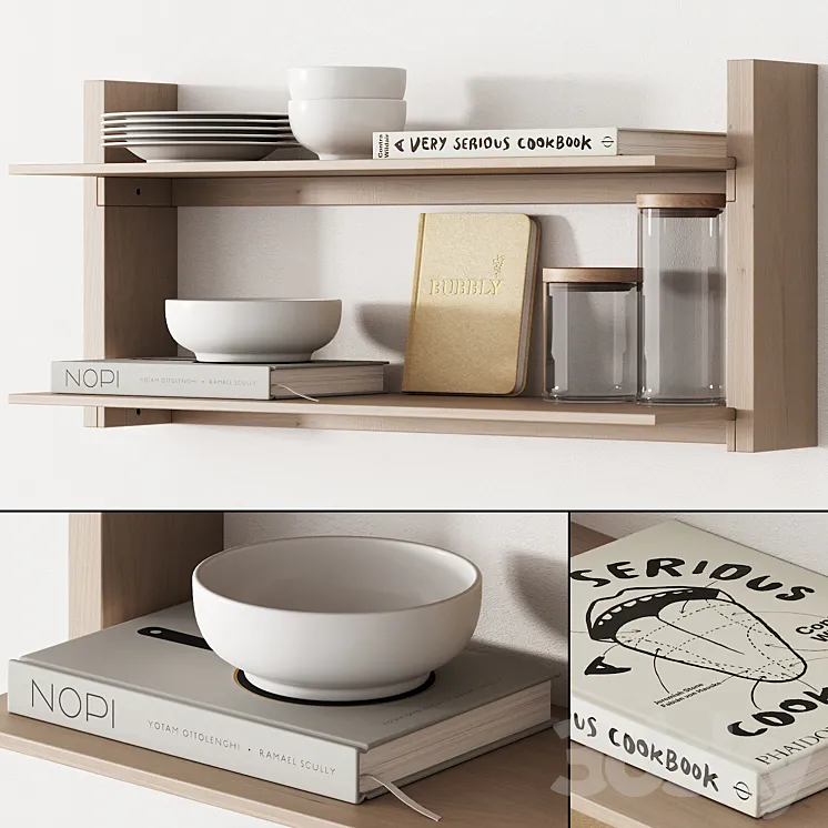 162 kitchen decor set accessories 05 dishes and books 01 3DS Max