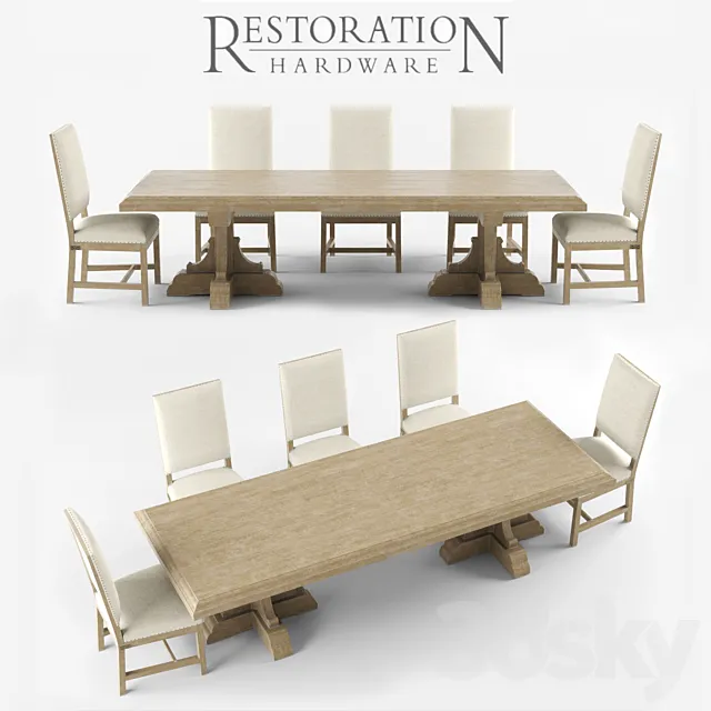 17TH C. FRENCH BASTIDE OAK RECTANGULAR DINING TABLE 3ds Max